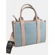 Mini baby blue-beige  tote bag