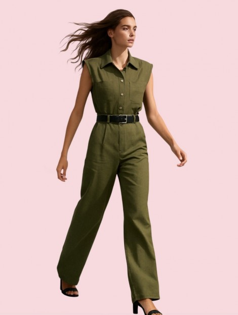 Chaki Shirt jumpsuit