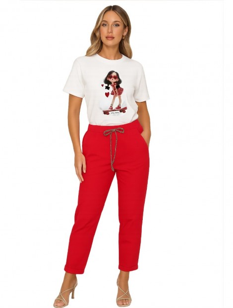 Red Pink Peg leg pants