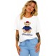T-shirt with blue rhinestone teddy bear