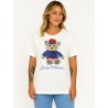 T-shirt with blue rhinestone teddy bear