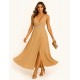 Gold nude crepe dress