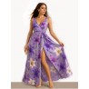 Purple Floral crepe-satin dress