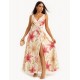 Cream Floral crepe-satin dress