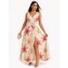 Cream Floral crepe-satin dress