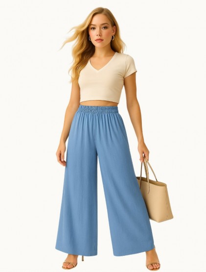 Idigo Hight waist zipless trousers