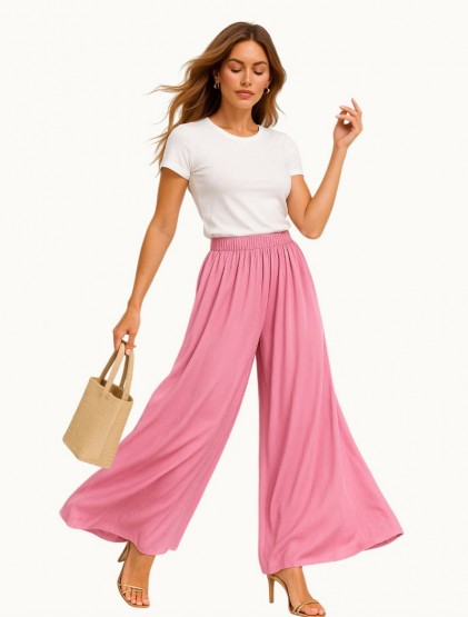 Pink Hight waist zipless trousers
