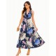 Blue Floral ''Linen'' halter dress