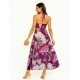 Magenta Floral ''Linen'' halter dress