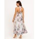 Ecru Floral ''Linen'' halter dress
