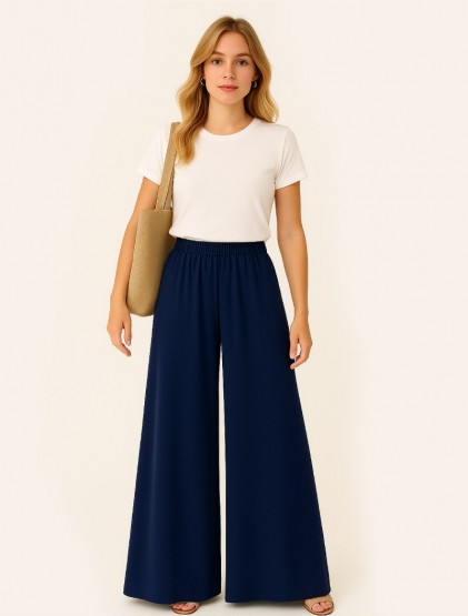 Navy blue Hight waist zipless trousers
