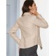 Cream Faux Leather Biker