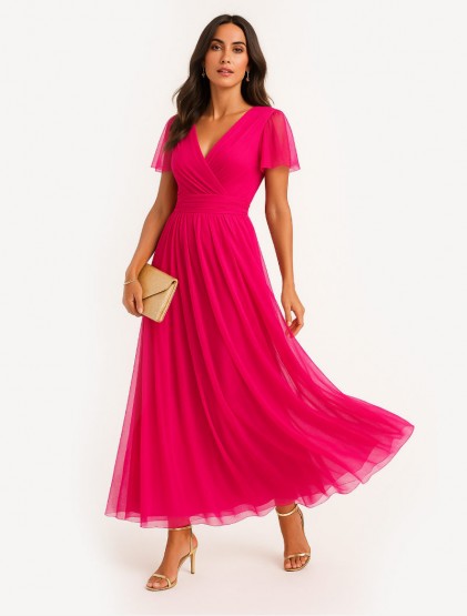 Fouxia Croise tulle dress with sleeves