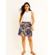Floral Cotton Culotte Shorts with  Elastic Waist