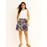 Floral Cotton Culotte Shorts with  Elastic Waist