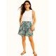 Floral Cotton Culotte Shorts with  Elastic Waist