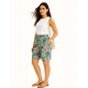 Floral Cotton Culotte Shorts with  Elastic Waist