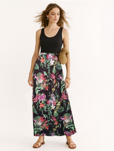 Black Dress with black boost and floral skirt