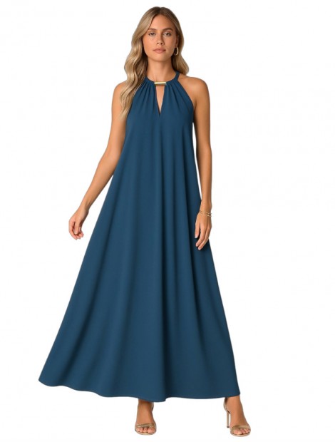 Idigo Maxi halter neck dress