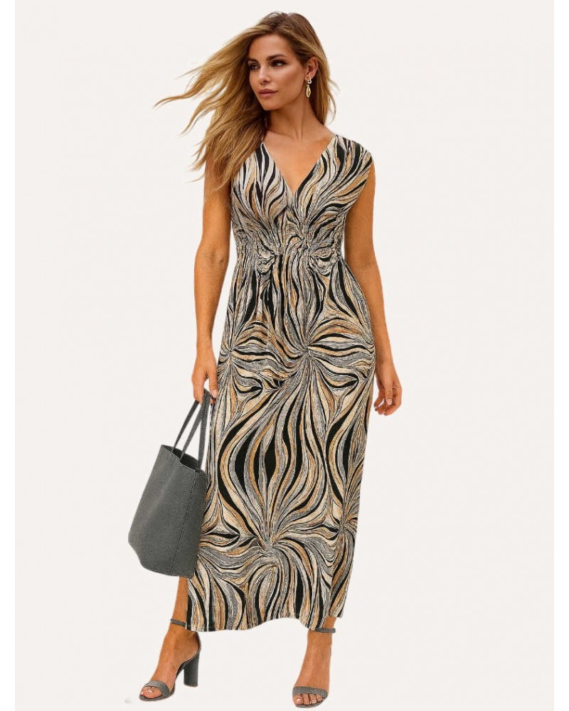 Sleeveless shirred dress