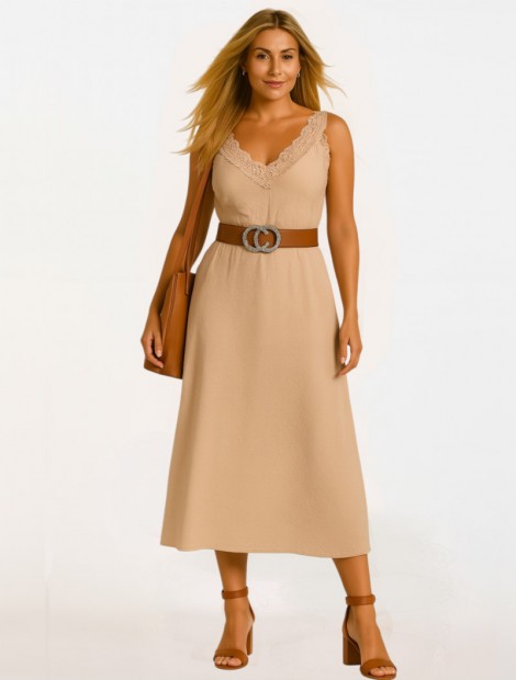Beige Delmare midi dress