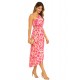 Coral One shaulder plisse satin dress