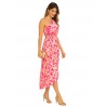 Coral One shaulder plisse satin dress