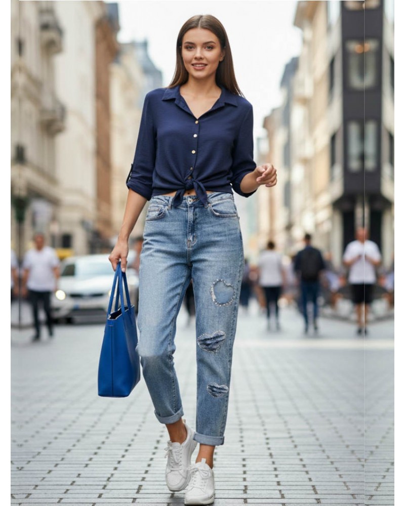 Straight Jeans with shiny hearts