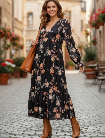 Satin floral dress