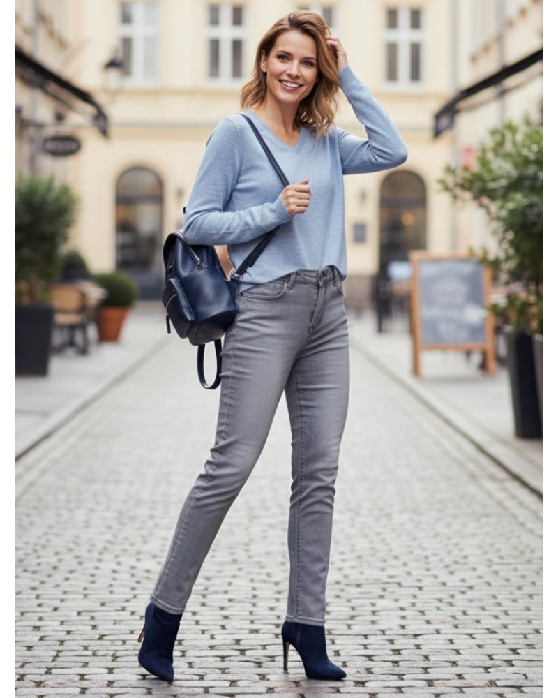 Grey Bottom Up slim fit jeans