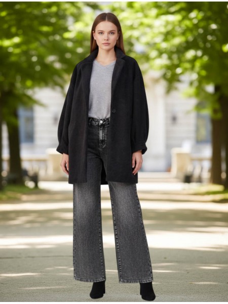 Black Chenille half coat