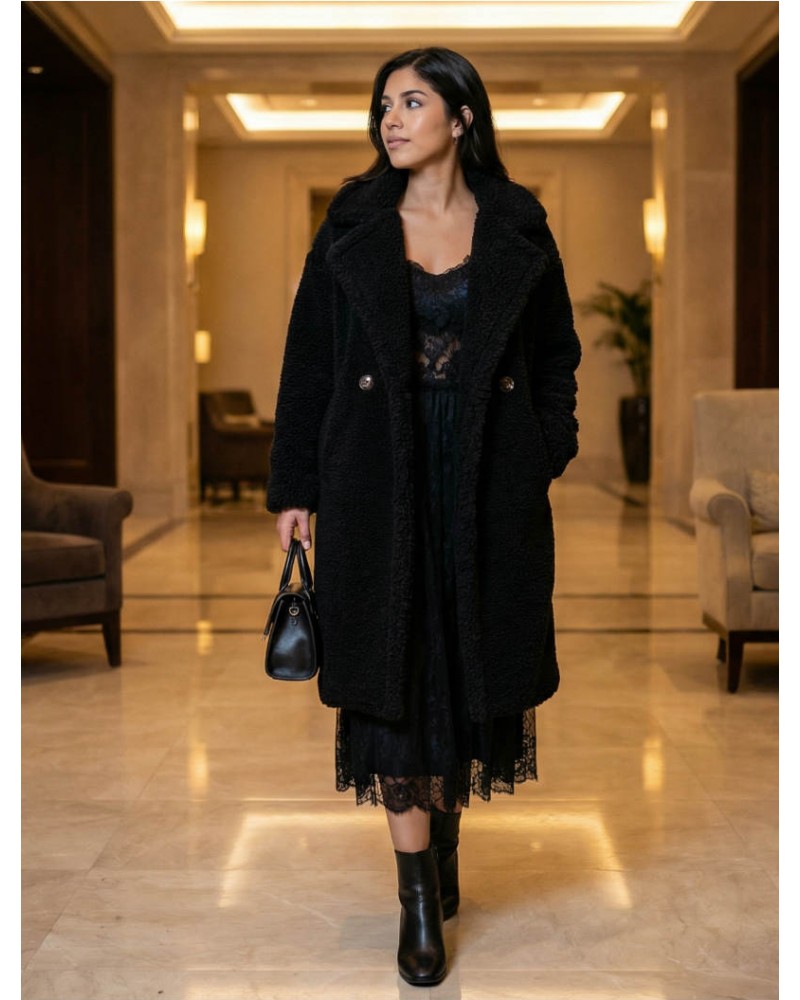 Grayish blue teddy coat