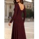 Bordeaux Elegance Maxi Knit Dress