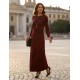 Bordeaux Elegance Maxi Knit Dress
