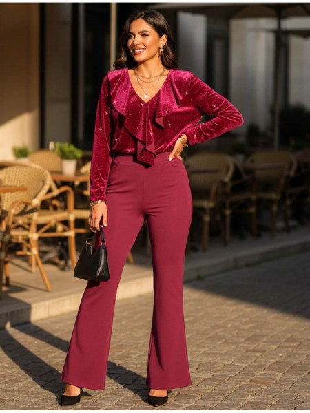 Silver Glow Velvet Blouse