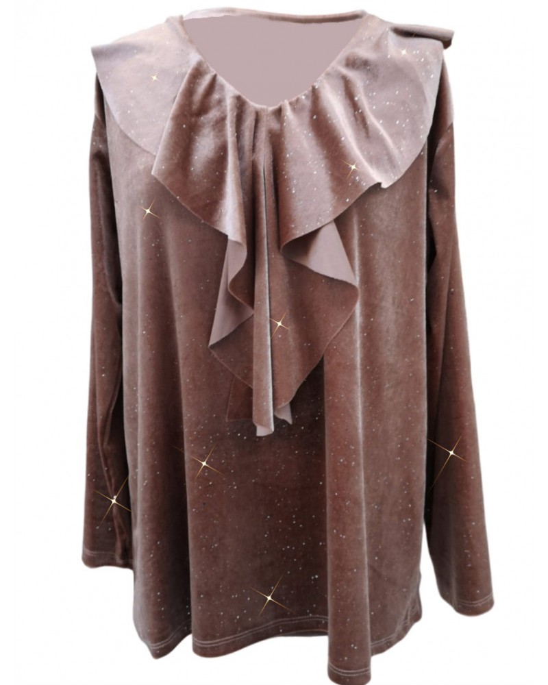 Silver Glow Velvet Blouse