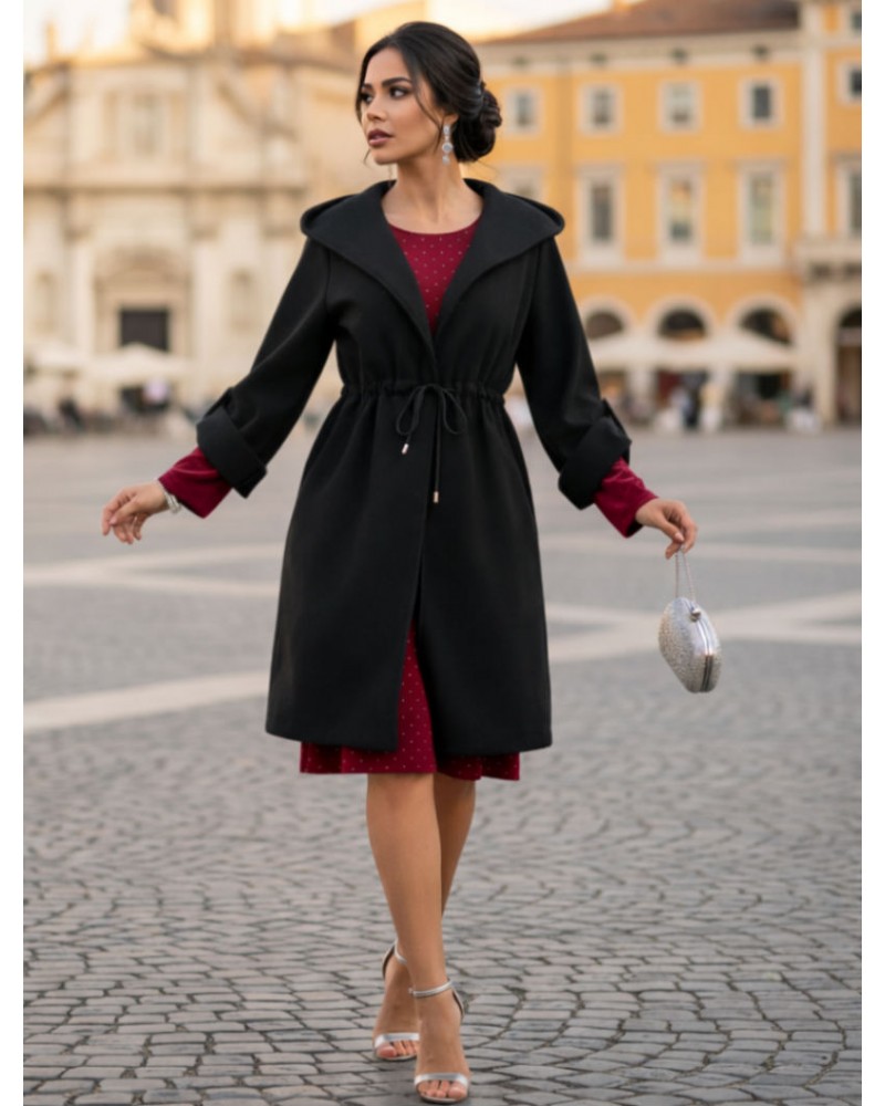 Half coat with cosy hood