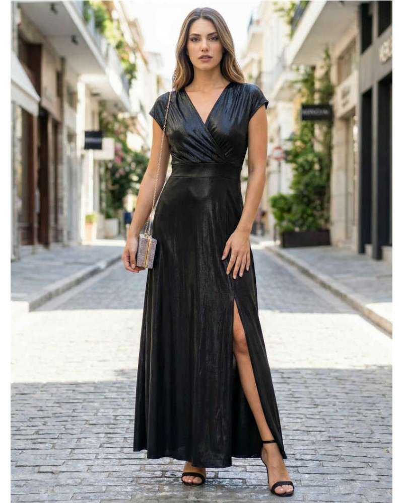 Black shiny snake skin dress
