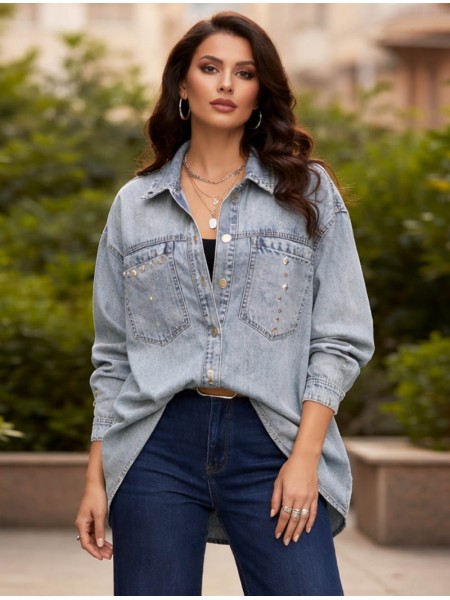 Silver Stud Denim Shirt